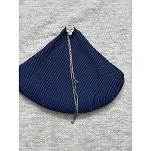 Vintage Women's Purse Clutch Metal Chain Navy Blue